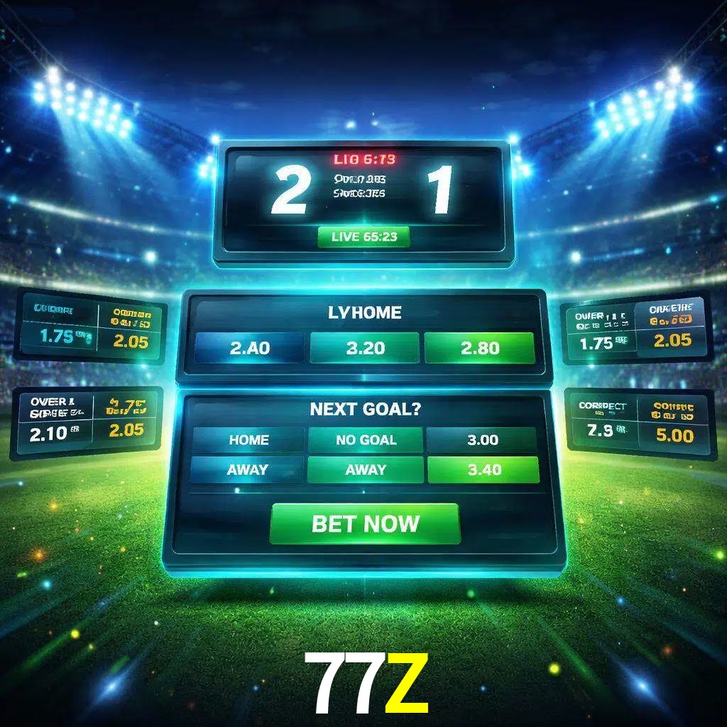 Vista de apuestas en vivo 77Z durante un partido en curso