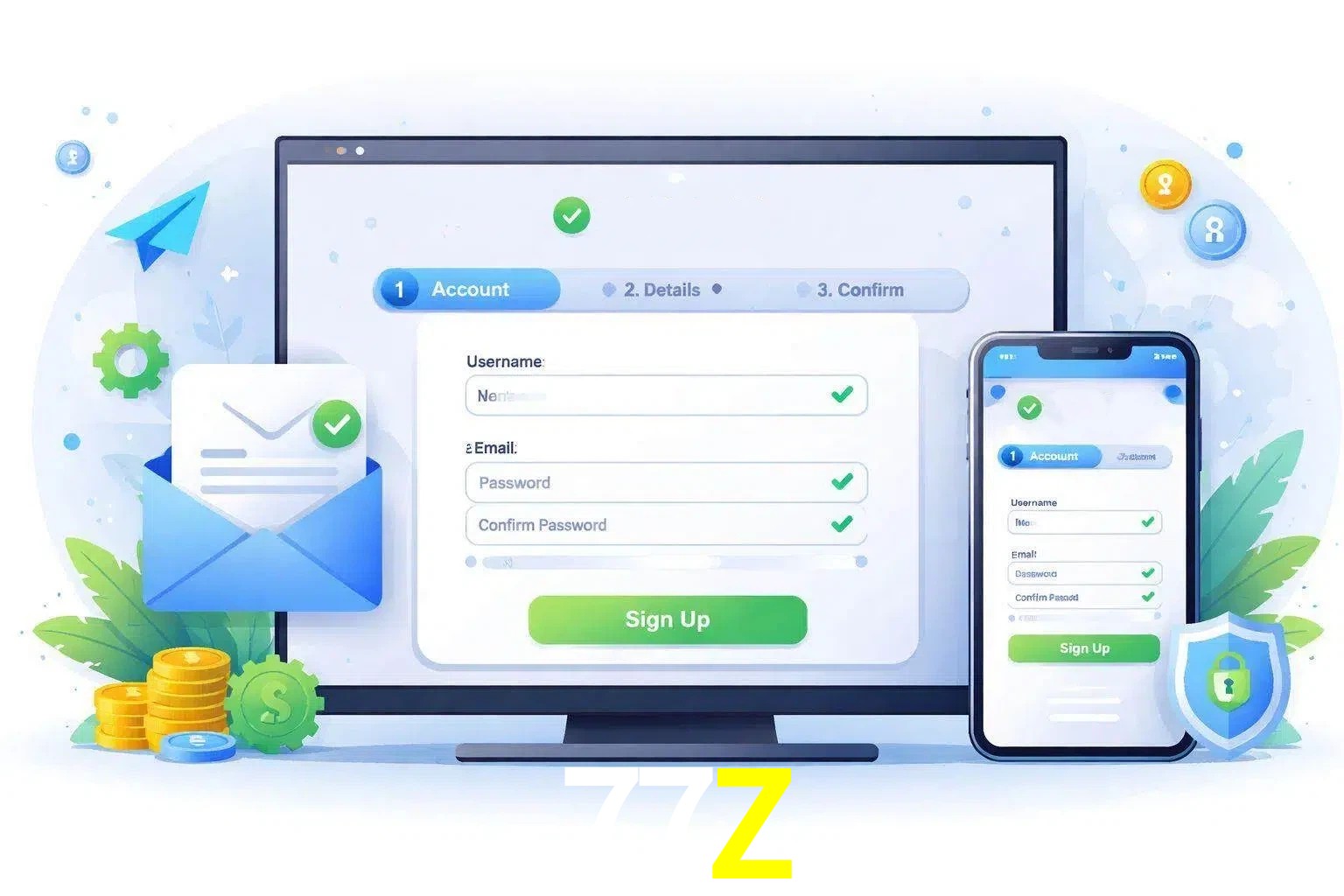 Registro de nuevo usuario y configuración de cuenta 77Z